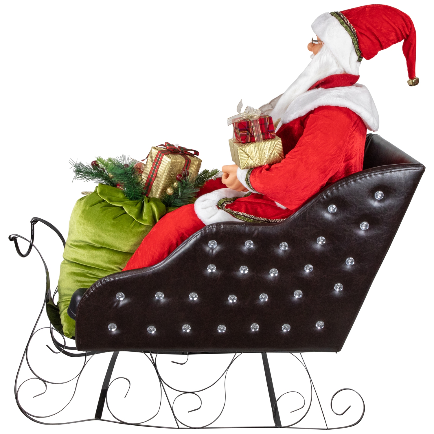 Père Noël animé et musical en traîneau avec bijoux décoration commerciale de Noël - 4 pi