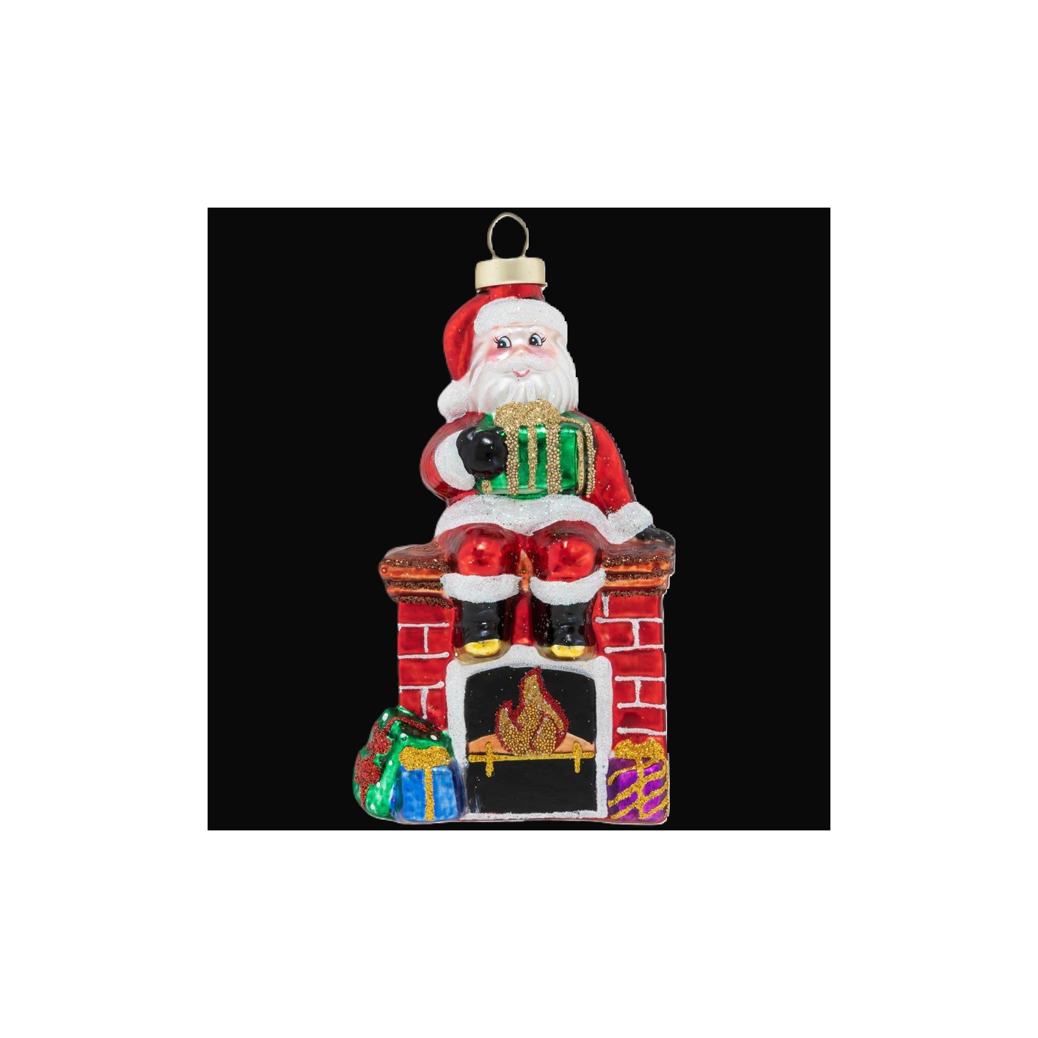 5" Santa's Perch with Presents on Fire Mantle