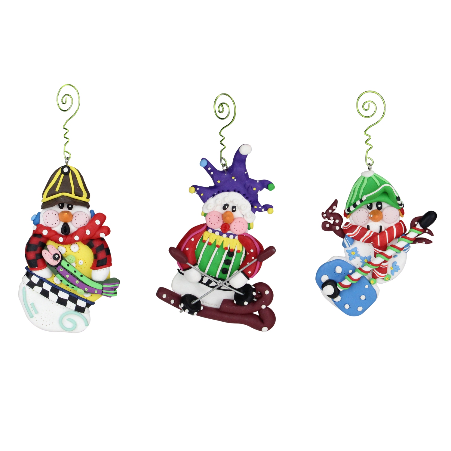 Skiing Fishing and Golf Pop Art Christmas Ornaments - 5.5" - Set of 6
