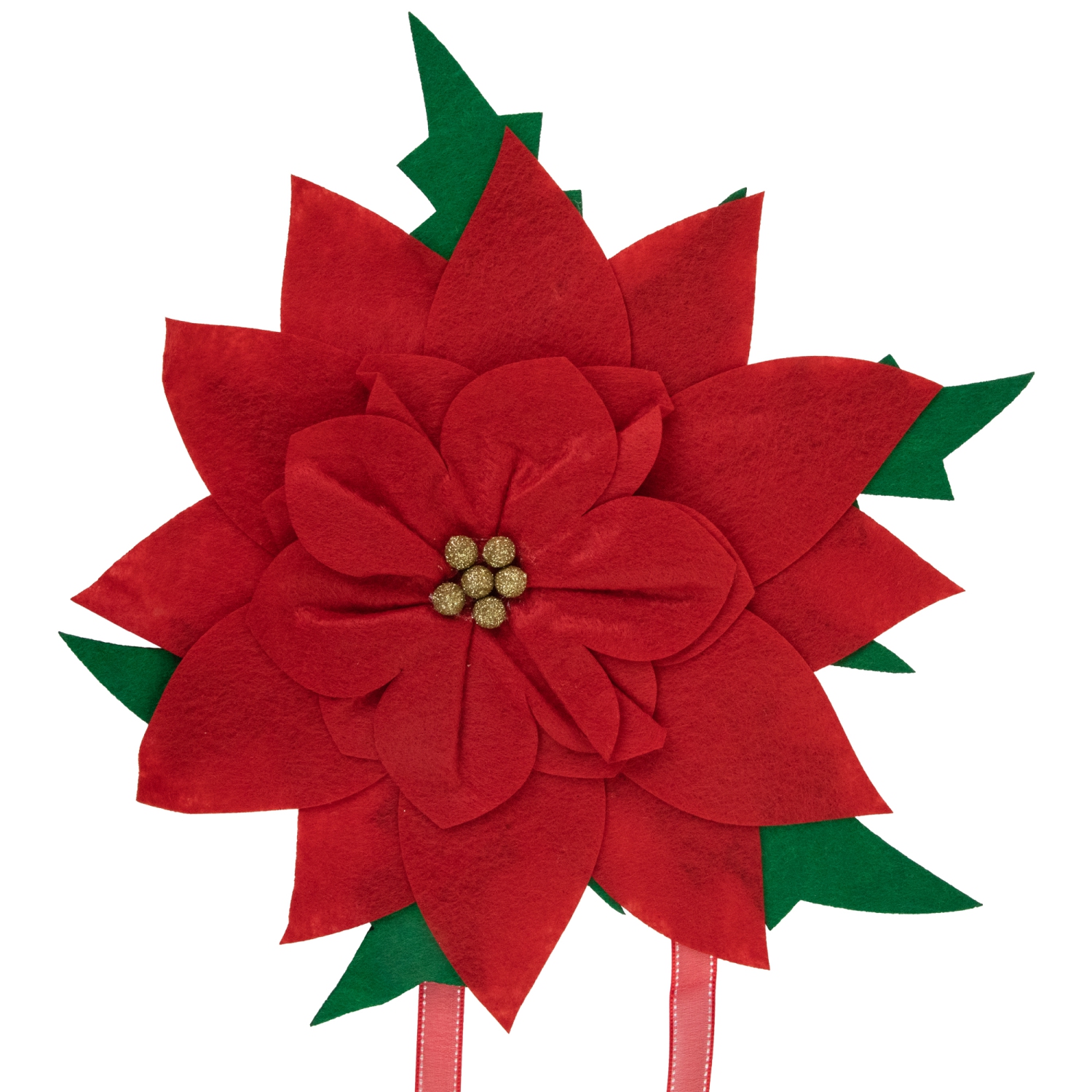Red Poinsettia Tie-On Christmas Tree Topper Unlit - 14"