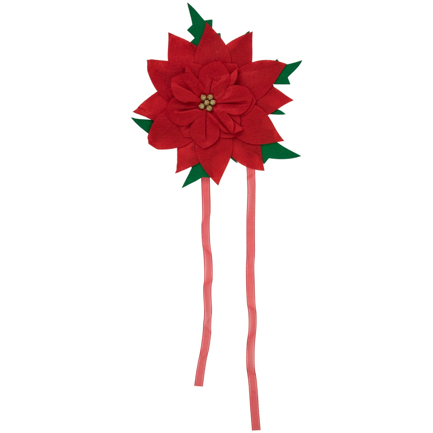 Red Poinsettia Tie-On Christmas Tree Topper Unlit - 14"