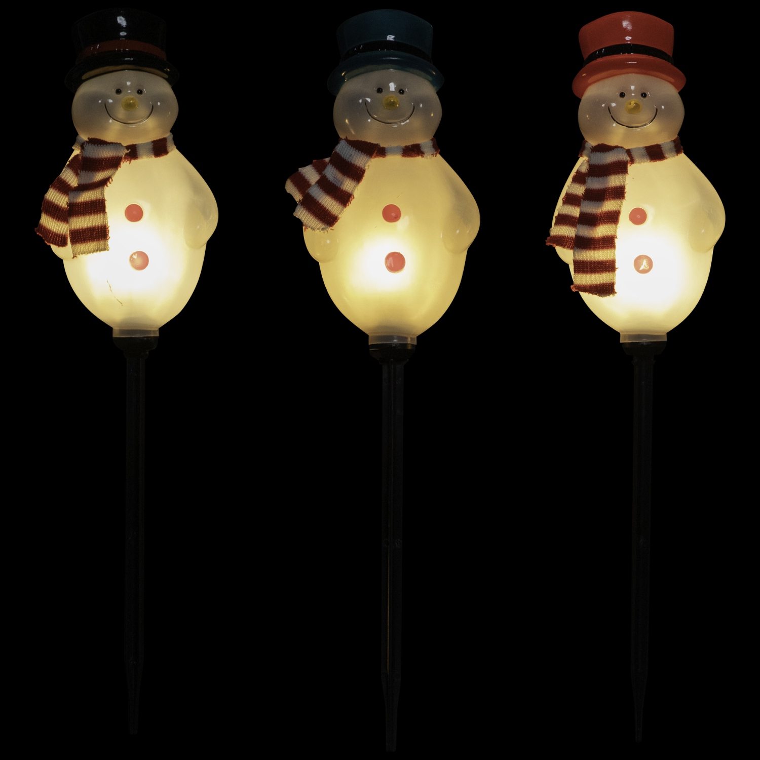 Lighted Snowmen Christmas Outdoor Pathway Markers - 16" - Set of 3