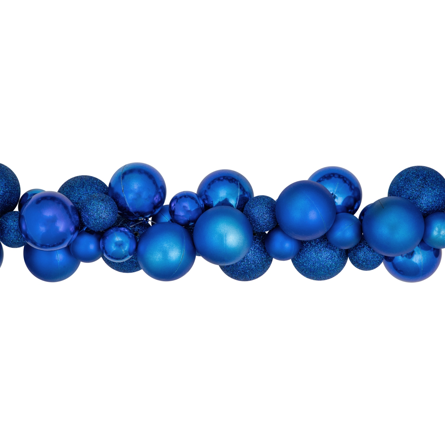 3-Finish Shatterproof Ball Christmas Garland - 6' x 3.5" - Blue - Unlit