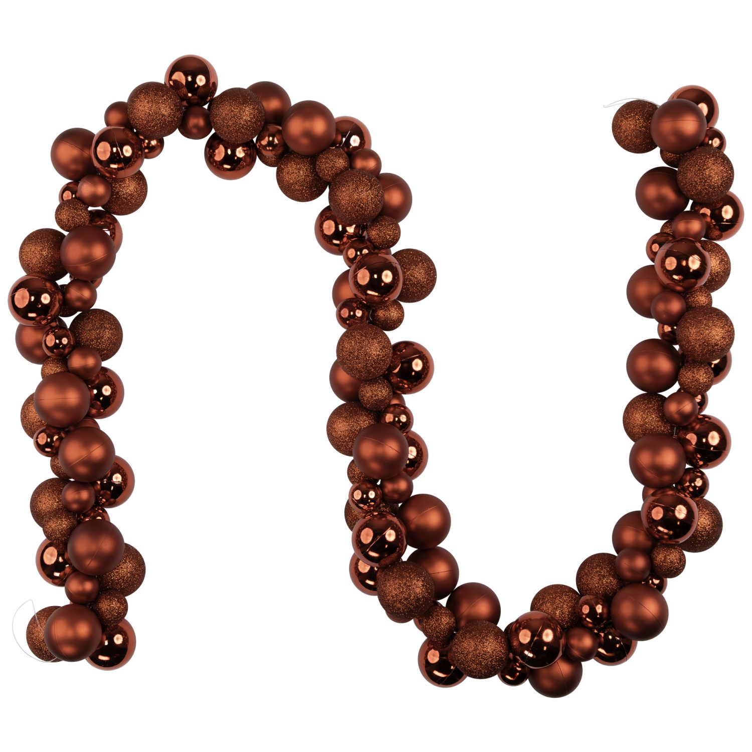 3-Finish Shatterproof Ball Christmas Garland - 6' x 3.5" - Red - Unlit