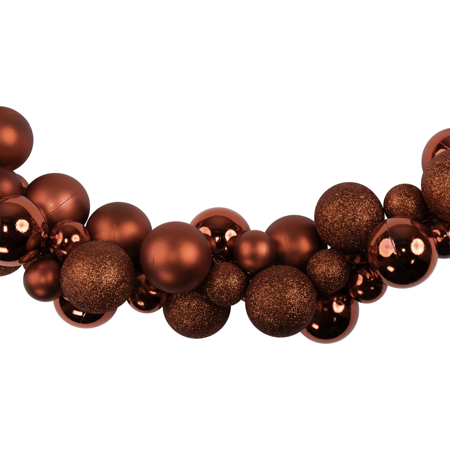 3-Finish Shatterproof Ball Christmas Garland - 6' x 3.5" - Red - Unlit