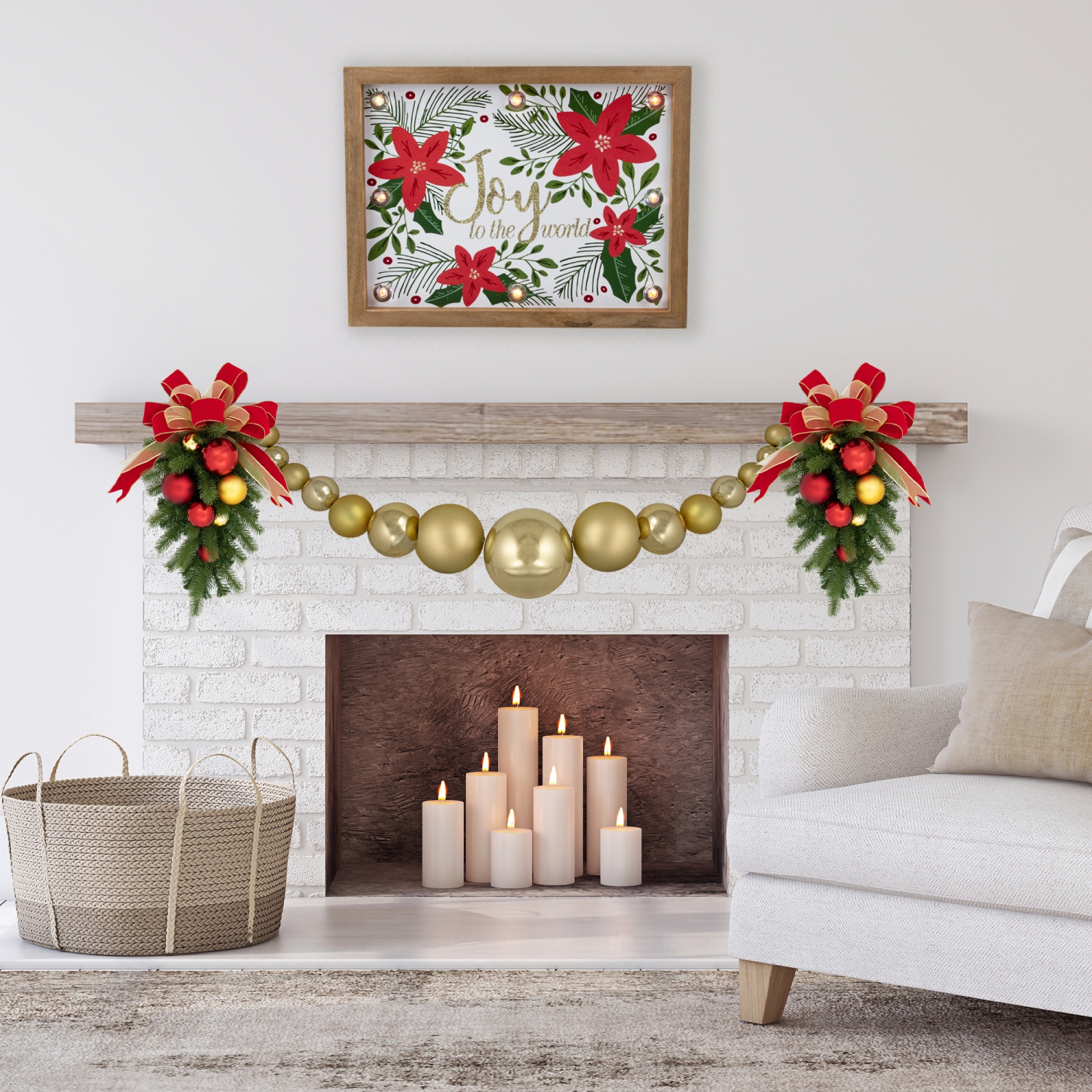 Boule de Noël incassable dorée brillante et mate de 6 pi