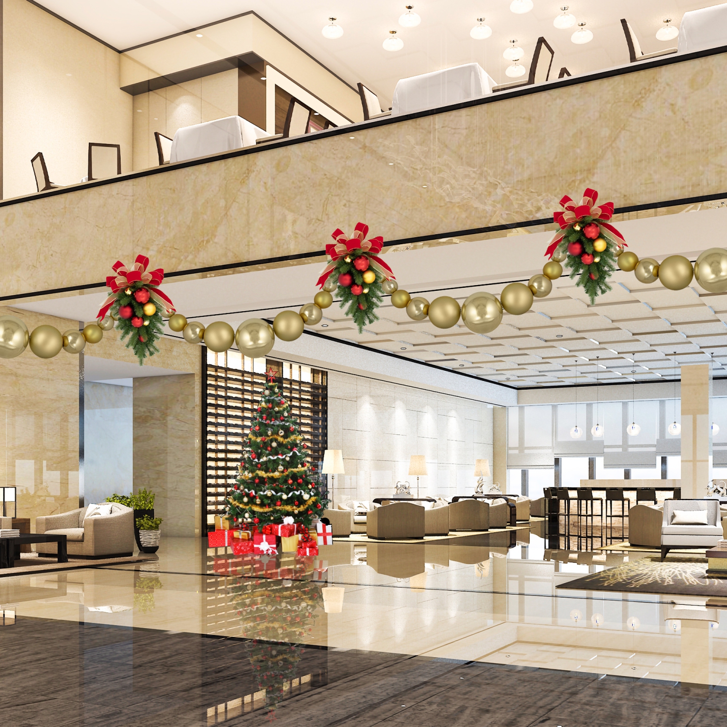 Boule de Noël incassable dorée brillante et mate de 6 pi