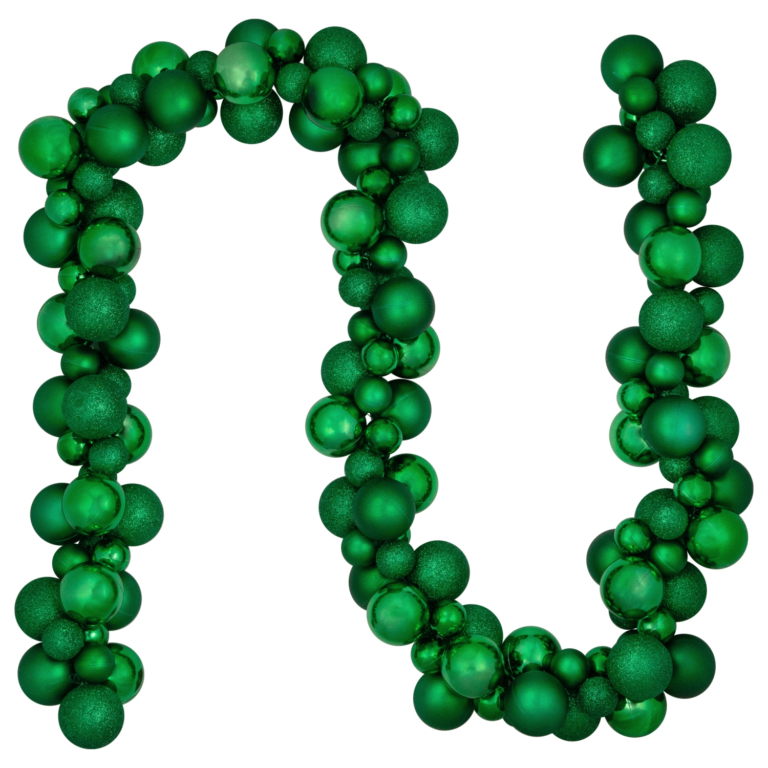 3-Finish Shatterproof Ball Christmas Garland - 6' x 3.5" - Green - Unlit