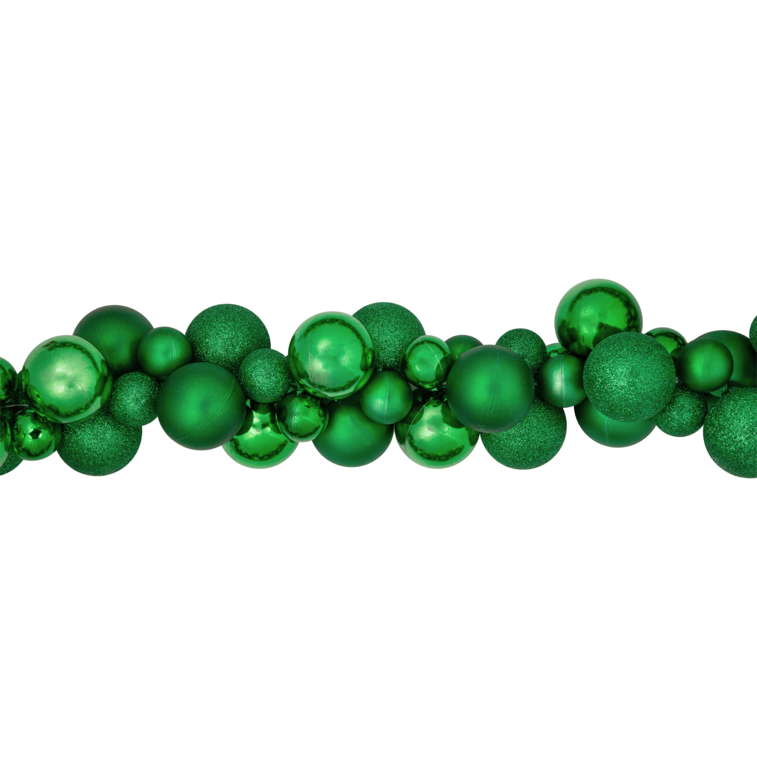 3-Finish Shatterproof Ball Christmas Garland - 6' x 3.5" - Green - Unlit