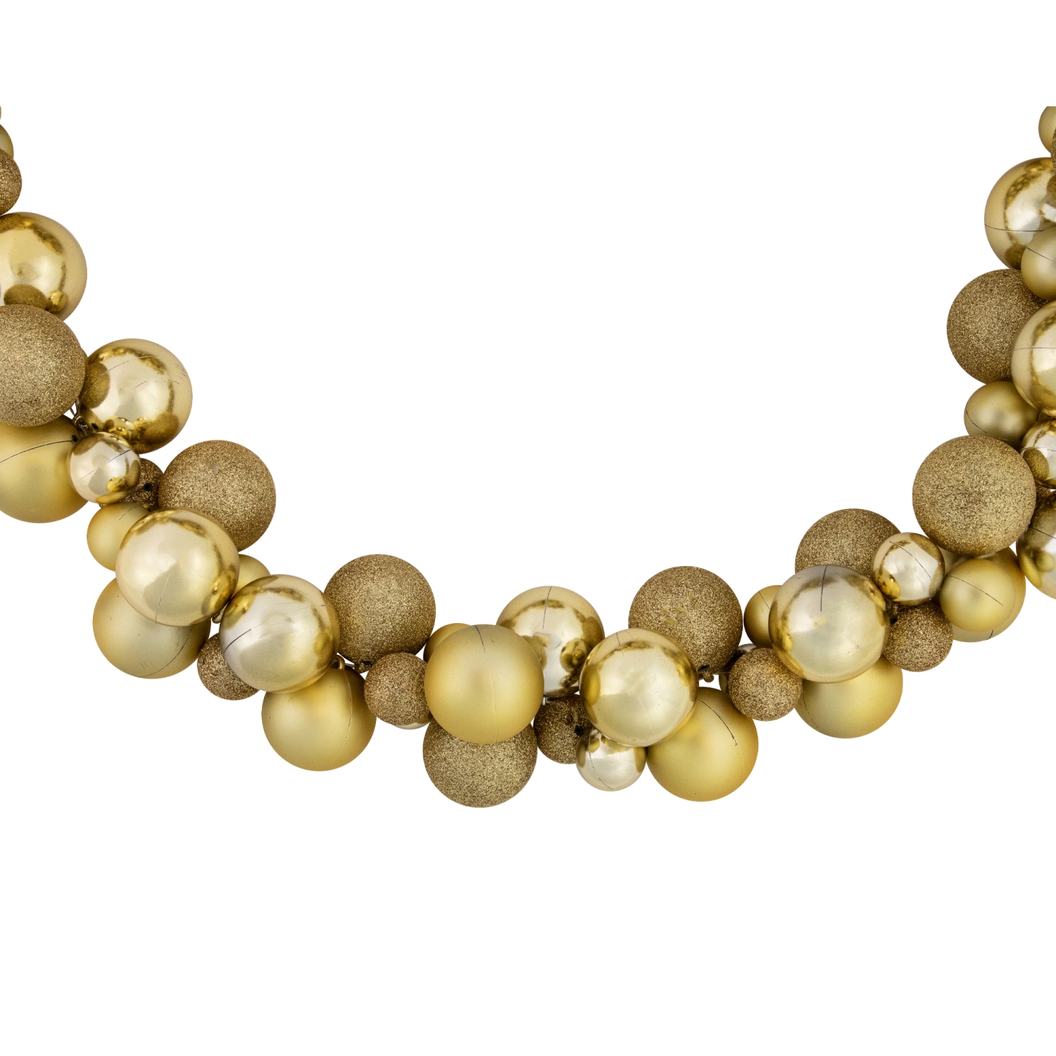 Shatterproof 3-Finish Christmas Ball Garland - 6' x 3.5" - Gold - Unlit