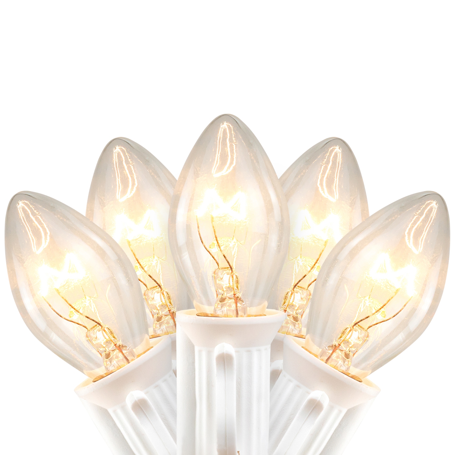 C7 Christmas String Lights - Clear - 24' White Wire - 25ct