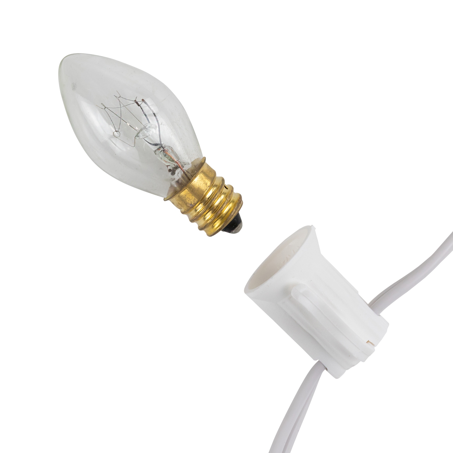 C7 Christmas String Lights - Clear - 24' White Wire - 25ct