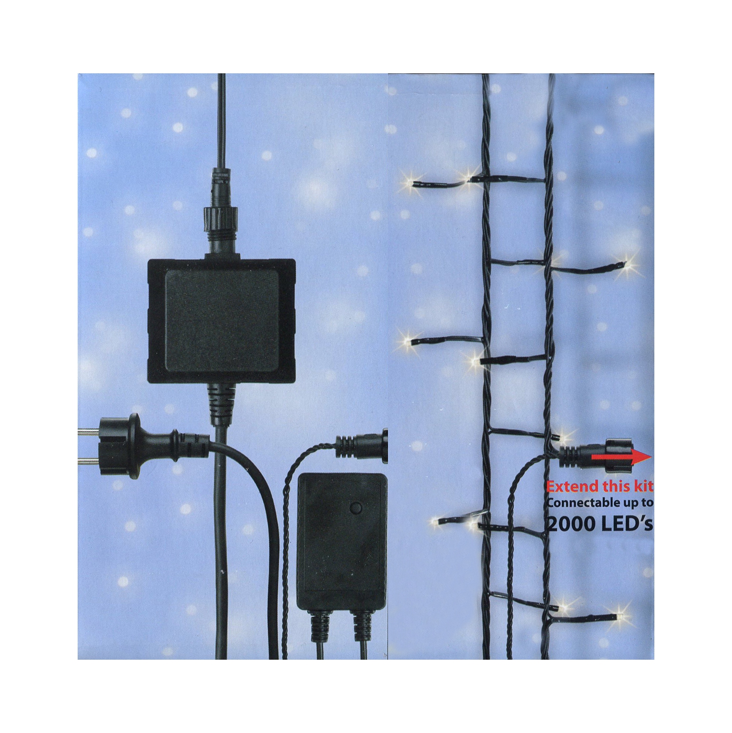 8-Mode LED Starter Kit with 2 Sets of Warm White Christmas Lights - Black Wire