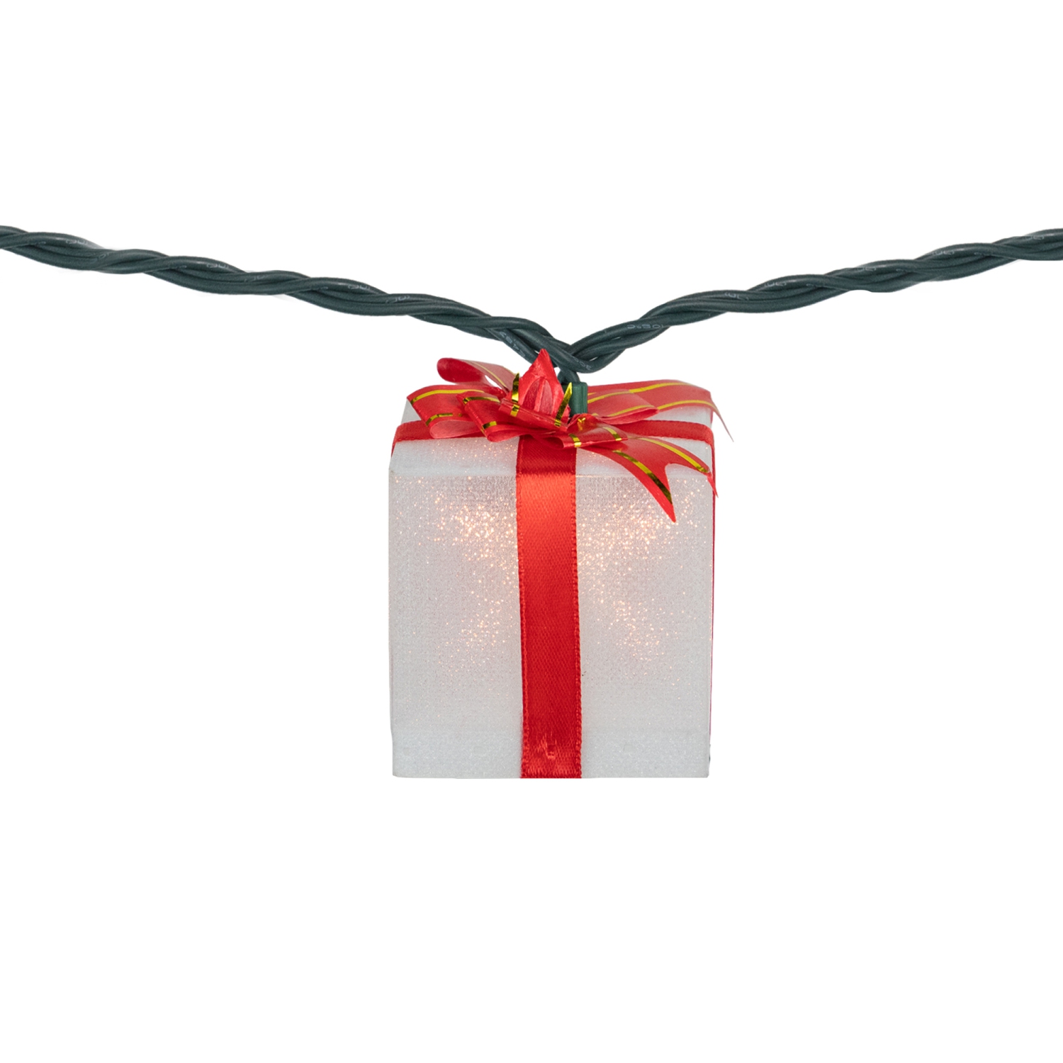 Bow Wrapped Presents Christmas Light Set - Clear - 7.5' Green Wire - 10ct