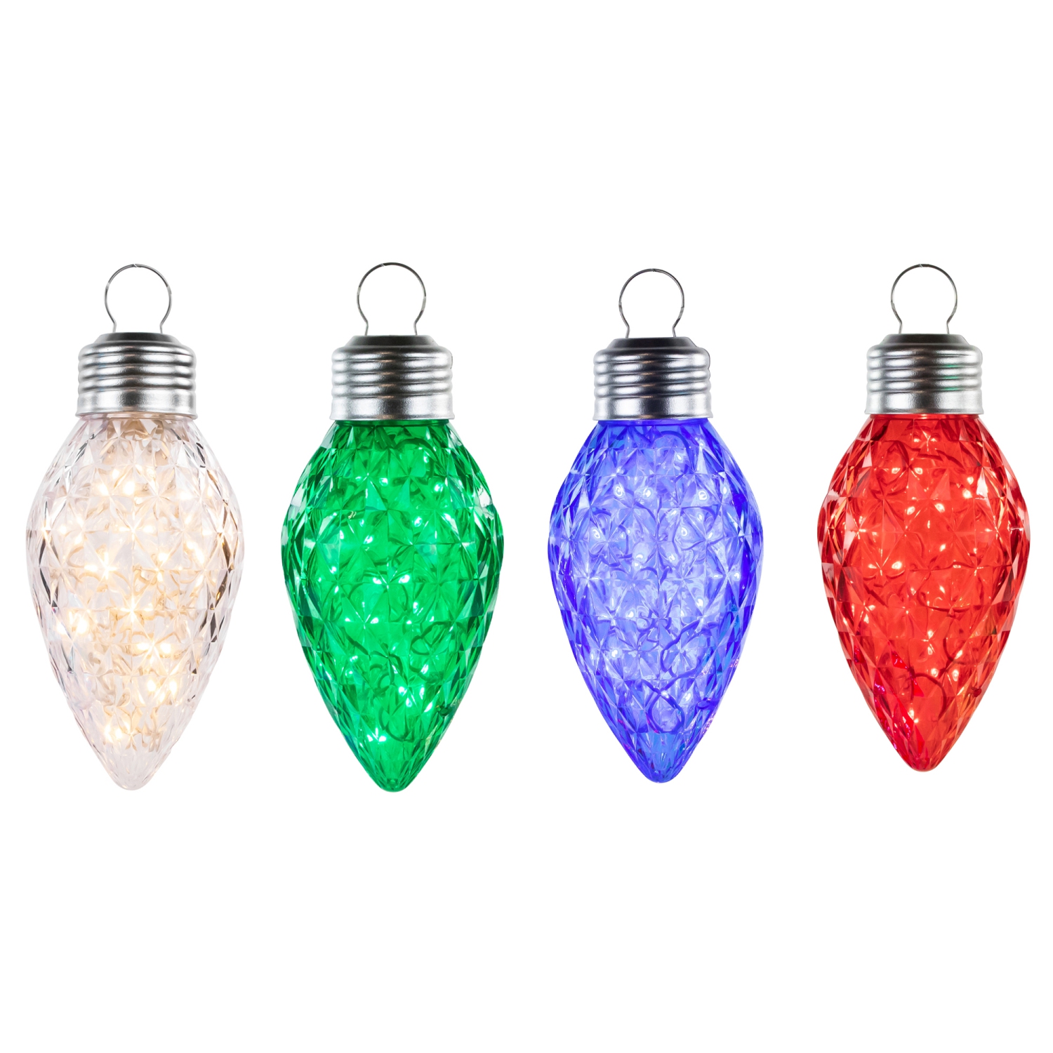 LED C9 Style Faceted Twinkle Christmas Lights - Multicolor - 9' White Wire - 4ct