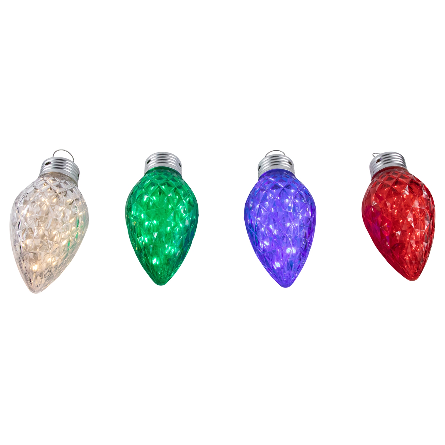 LED C9 Style Faceted Twinkle Christmas Lights - Multicolor - 9' White Wire - 4ct