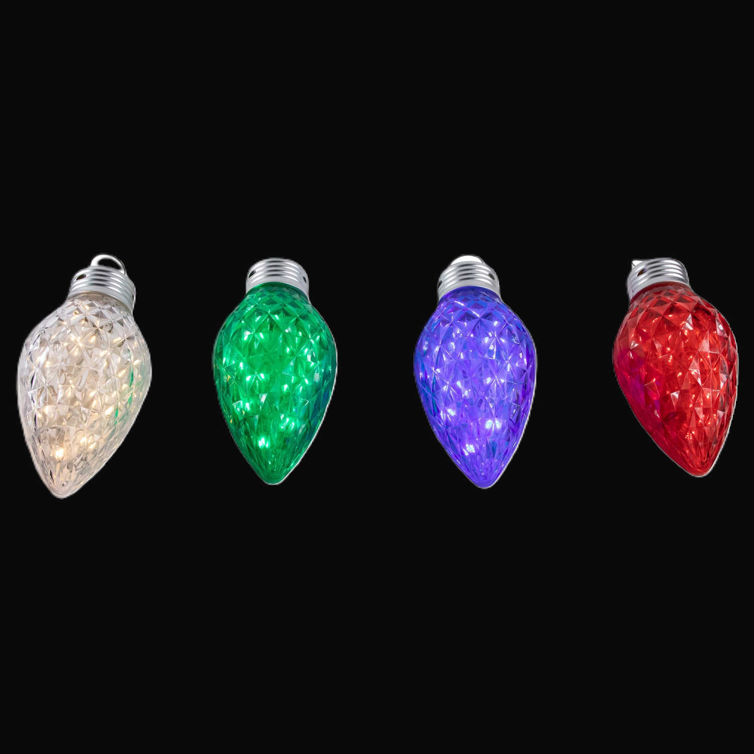 LED C9 Style Faceted Twinkle Christmas Lights - Multicolor - 9' White Wire - 4ct