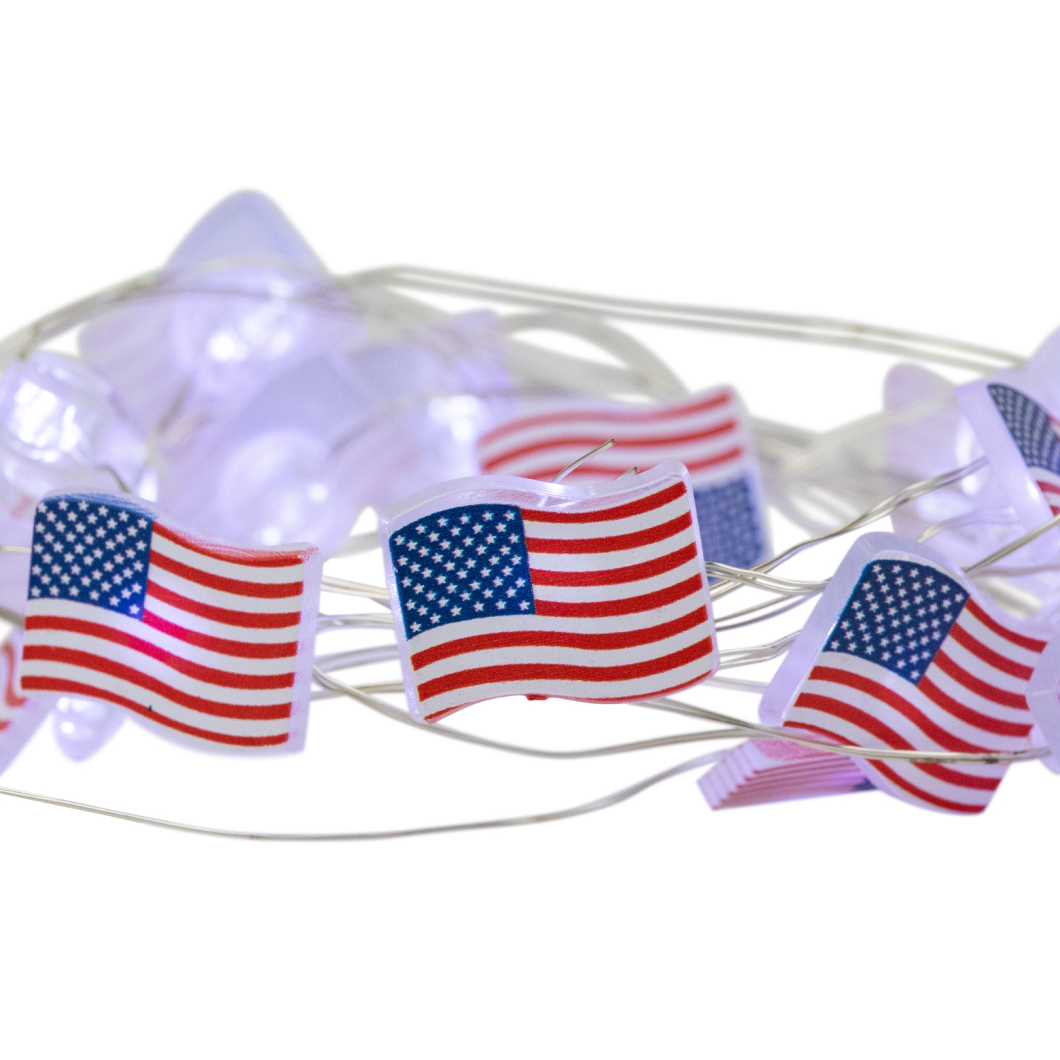 20-Count Patriotic Americana USA Flag LED Fairy Lights, 6.25ft, Copper Wire