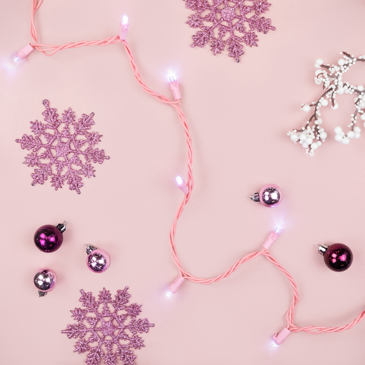 LED Wide Angle Christmas Lights Pure White - 33' Pink Wire - 100ct