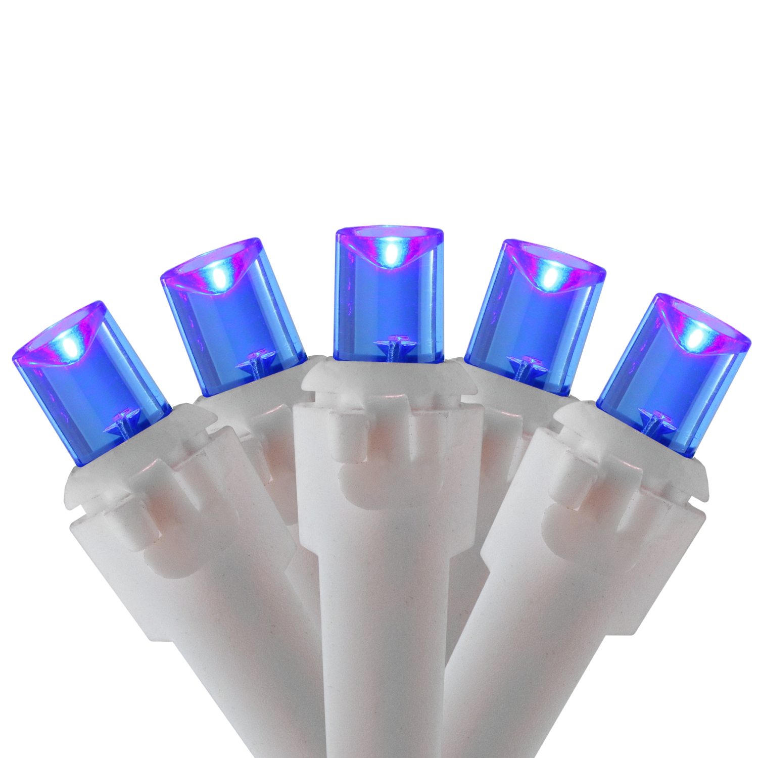 50 Blue LED Wide Angle Christmas Lights - 16.25 ft White Wire