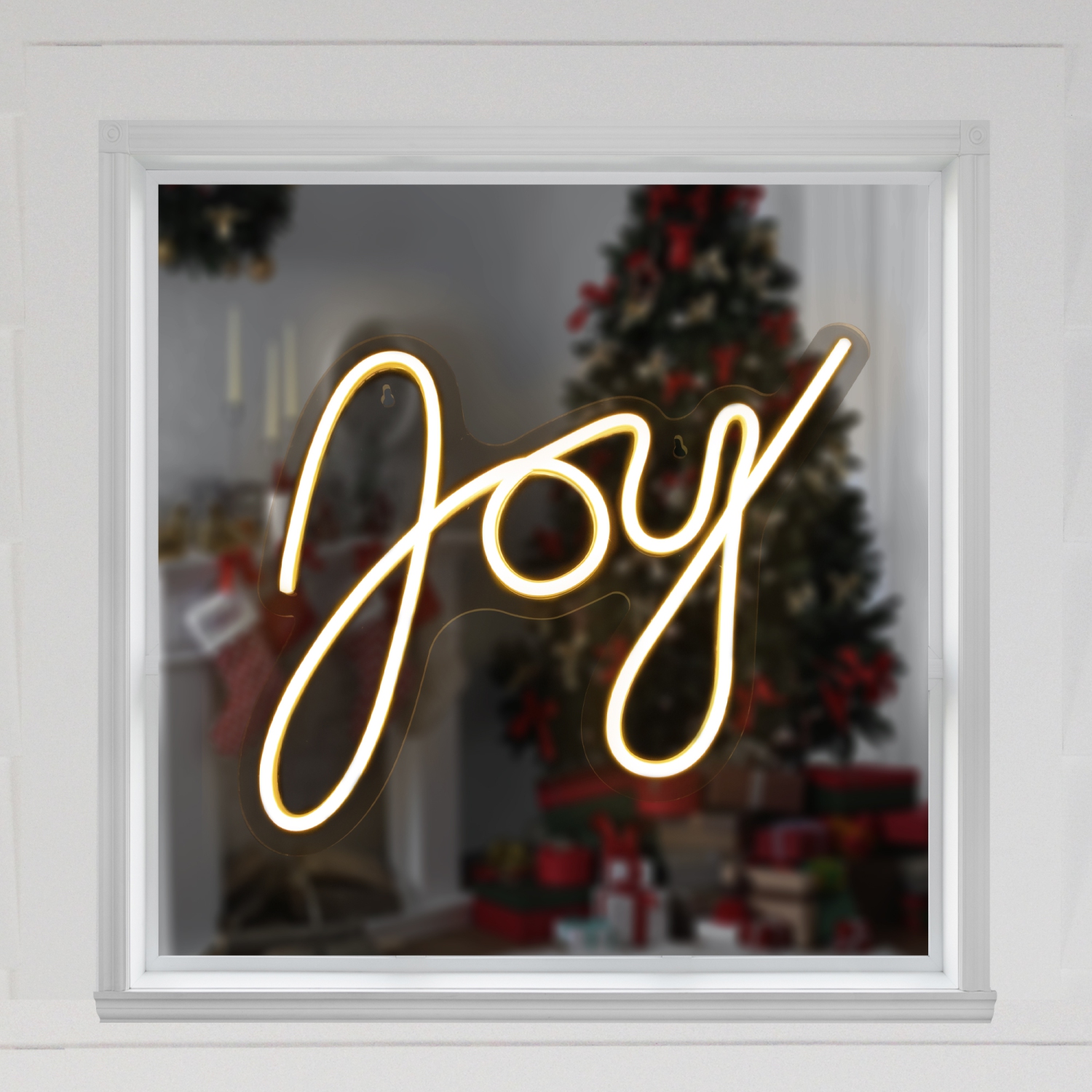 Décoration murale de Noël ou de fenêtre illuminée Joy de LED - 15&nbsp;po