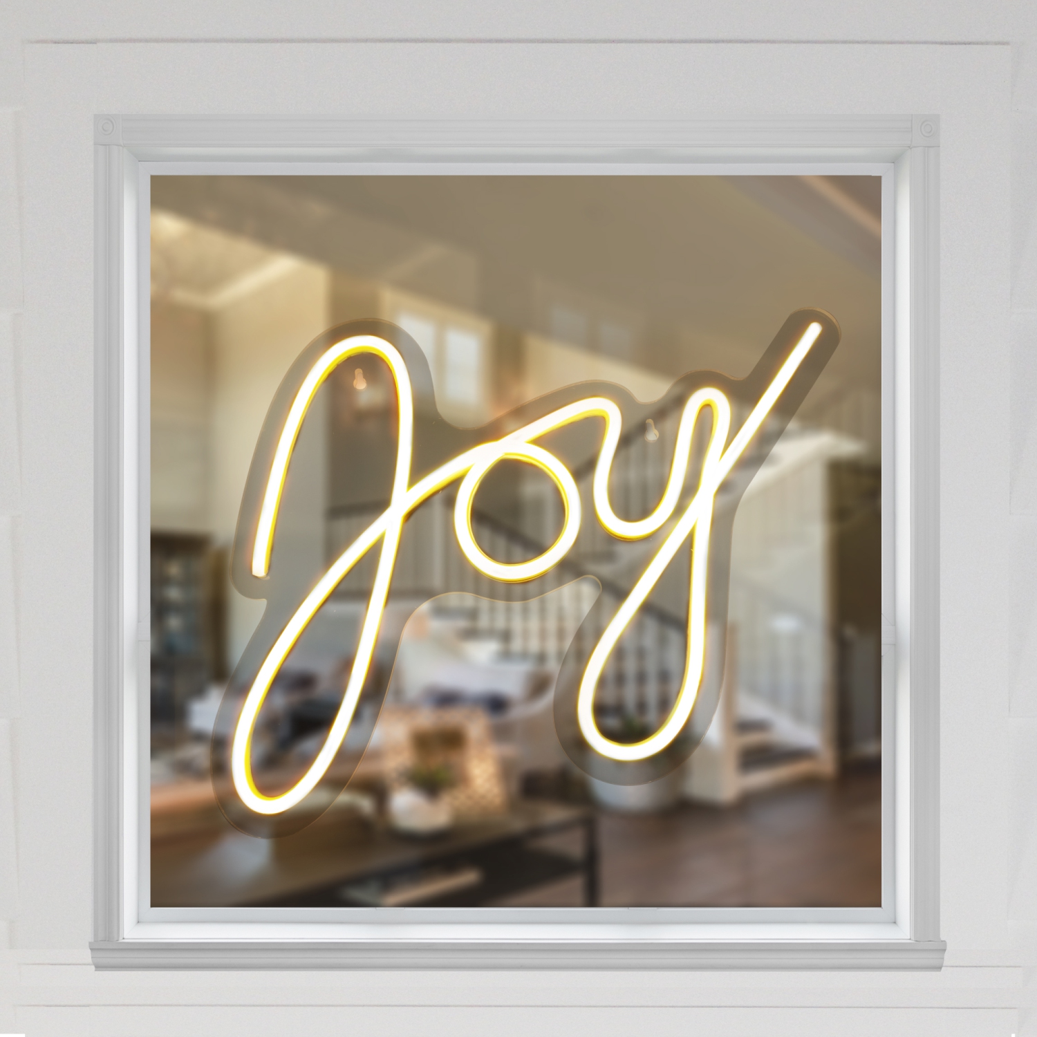 Décoration murale de Noël ou de fenêtre illuminée Joy de LED - 15&nbsp;po