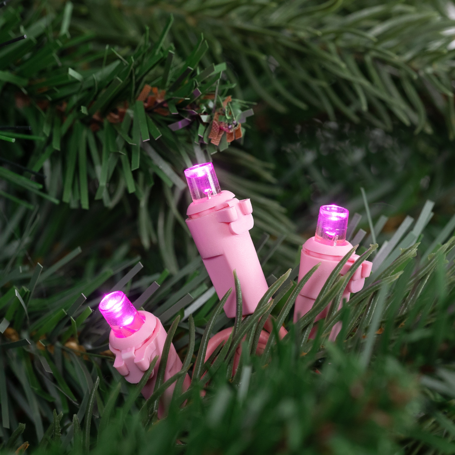 LED Wide Angle Christmas Lights - Pink - 33' Pink Wire - 100ct
