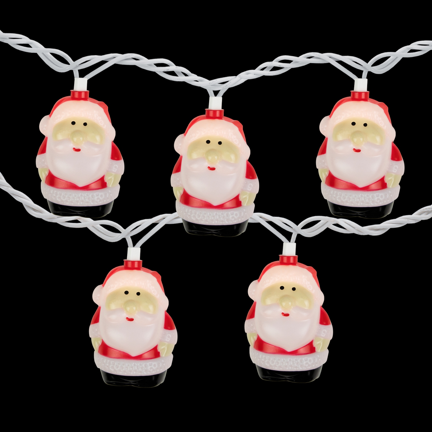 Ensemble de lumières de Noël Santa Claus, transparent, fil métallique vert, 6 pi, 10 unités