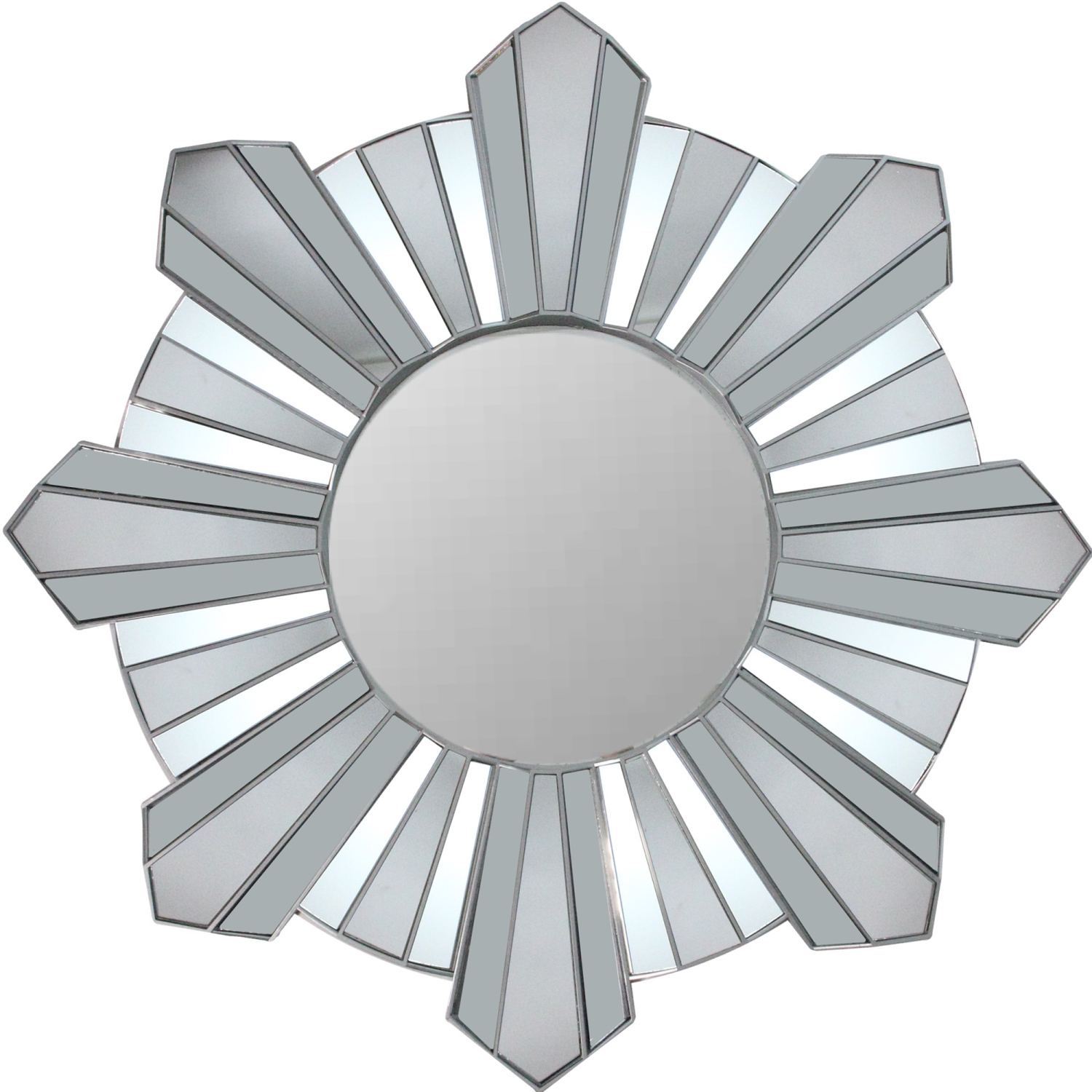 25" Silver Matte Sunburst Wave Glass Round Wall Mirror