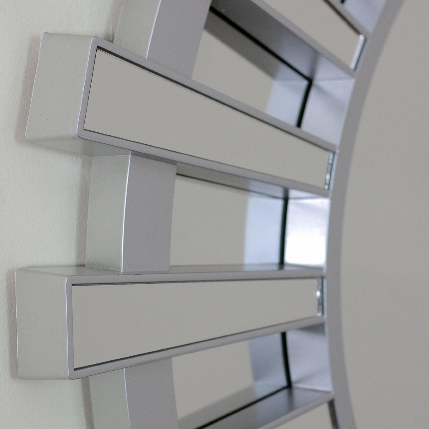 25.5" Matte Silver Sunburst Round Wall Mirror