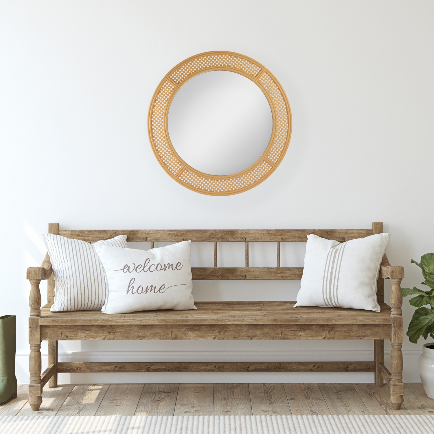 30" Round Woven Style Wall Mirror