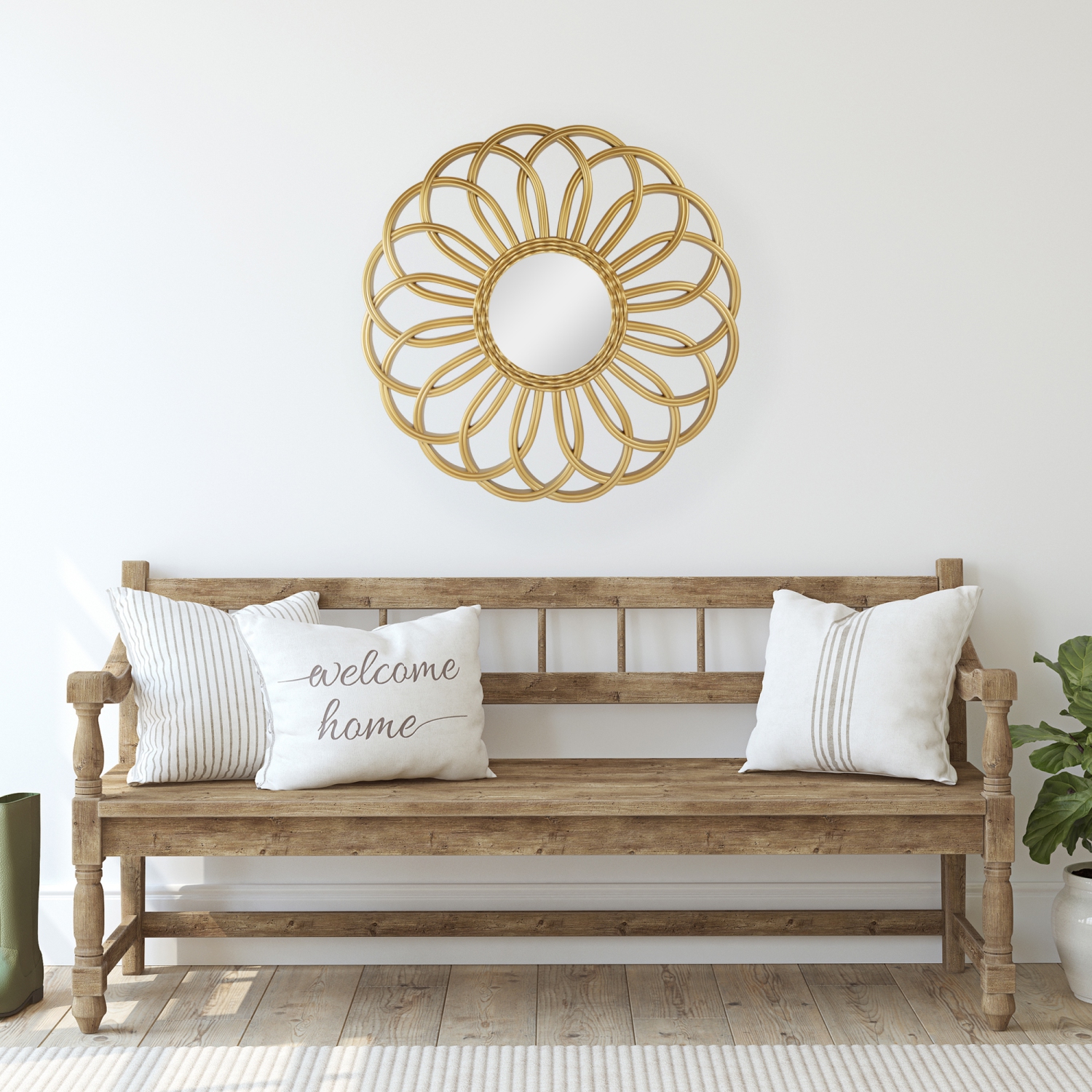 30" Round Sunflower Wall Mirror