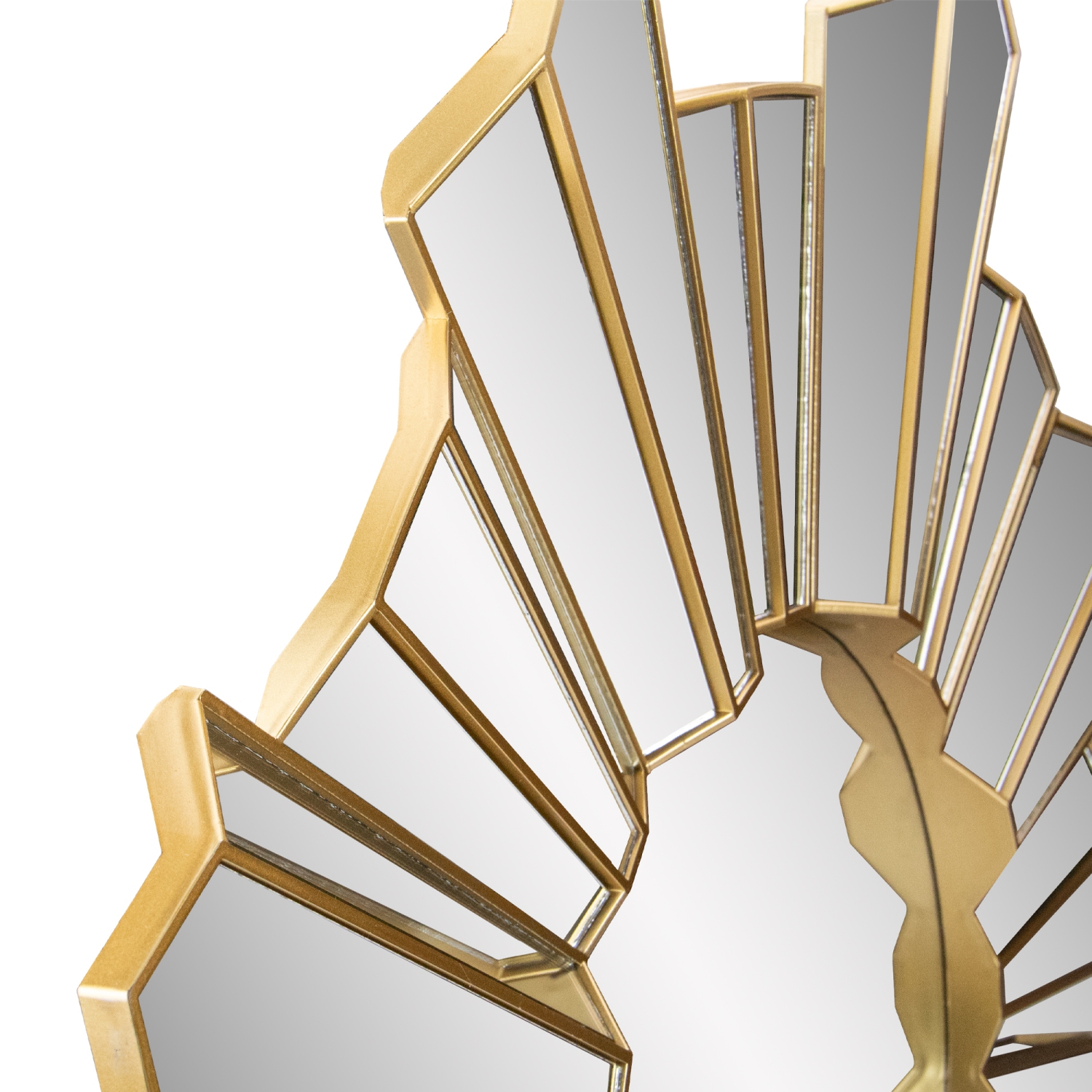 25" Shiny Gold Sunburst Wave Glass Round Wall Mirror