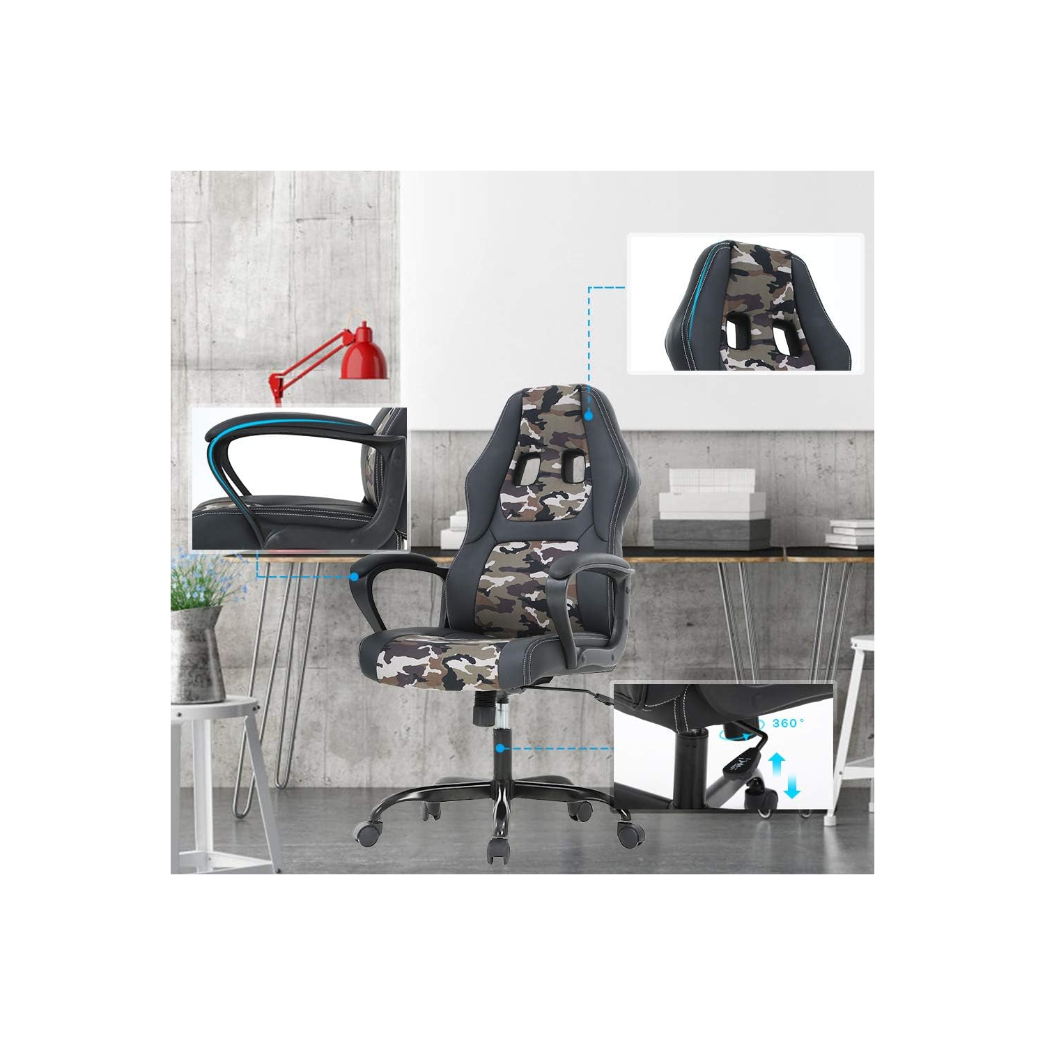 Fauteuil de bureau BestOffice PC fauteuil de jeu Cheap Cheap Chaise de bureau ergonomique en similicuir pu fauteuil de bureau soutien lombaire pour