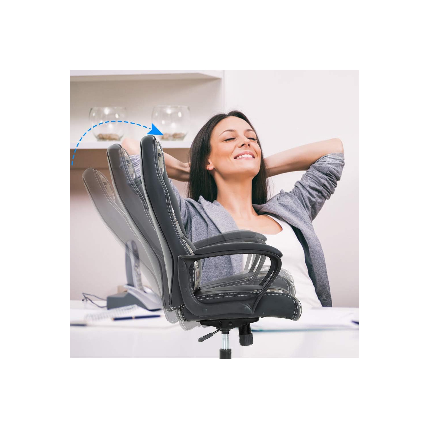 Fauteuil de bureau BestOffice PC fauteuil de jeu Cheap Cheap Chaise de bureau ergonomique en similicuir pu fauteuil de bureau soutien lombaire pour