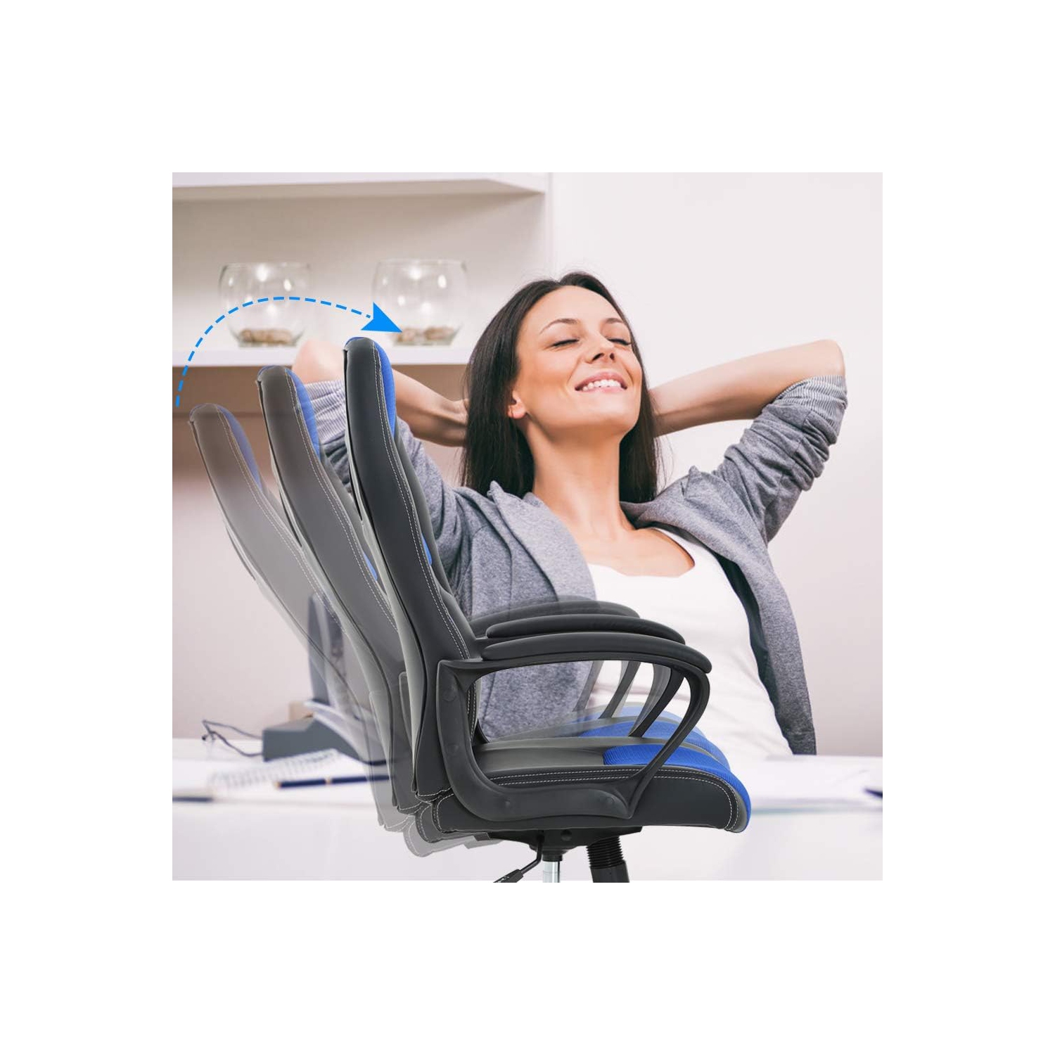 BestOffice – Chaise de bureau ergonomique Cheap fauteuil jeu PC fauteuil bureau cuir roulettes cuir pu fauteuil bureau direction soutien lombaire