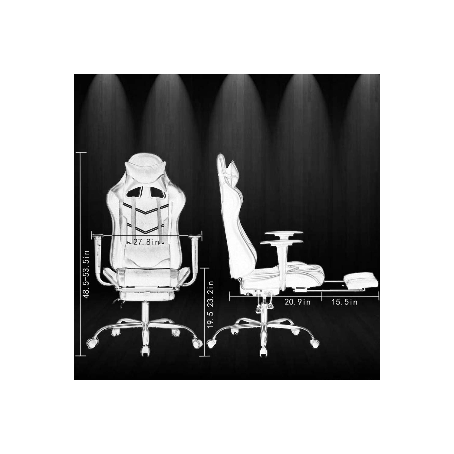 BestOffice – Fauteuil de bureau ergonomique en polyuréthane, soutien lombaire pour ordinateur avec repose-pieds, fauteuil de course pivotant moderne