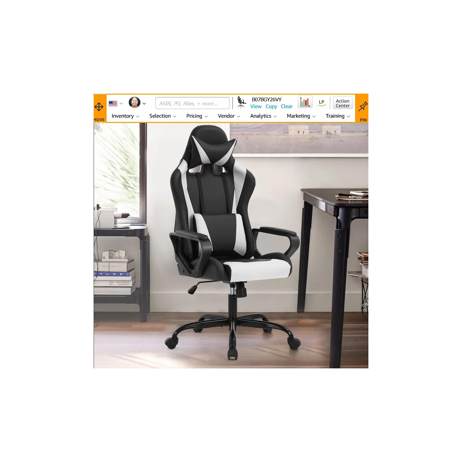 BestOffice Ergonomic Desk Executive PU Leather Computer Lumbar Support with Footrest Modern Task Rolling Swivel Racing Chair for Women&Men, white