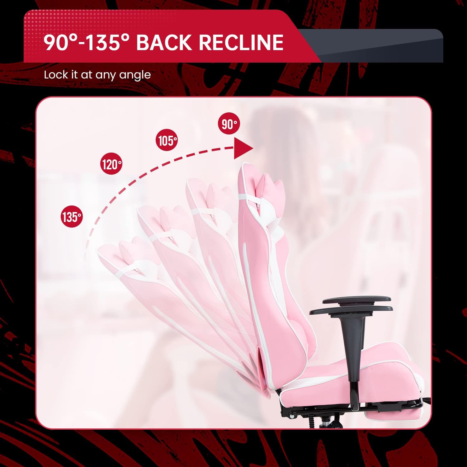 BestOffice Ergonomic Desk Executive PU Leather Computer Lumbar Support with Footrest Modern Task Rolling Swivel Racing Chair for Women&Men, pink