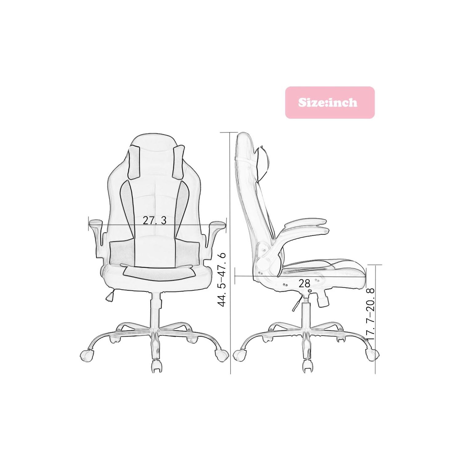 Fauteuil de jeu BestOffice fauteuil de bureau avec soutien lombaire accoudoirs rabattables appuie-tête pivotant réglable à roulettes en cuir de