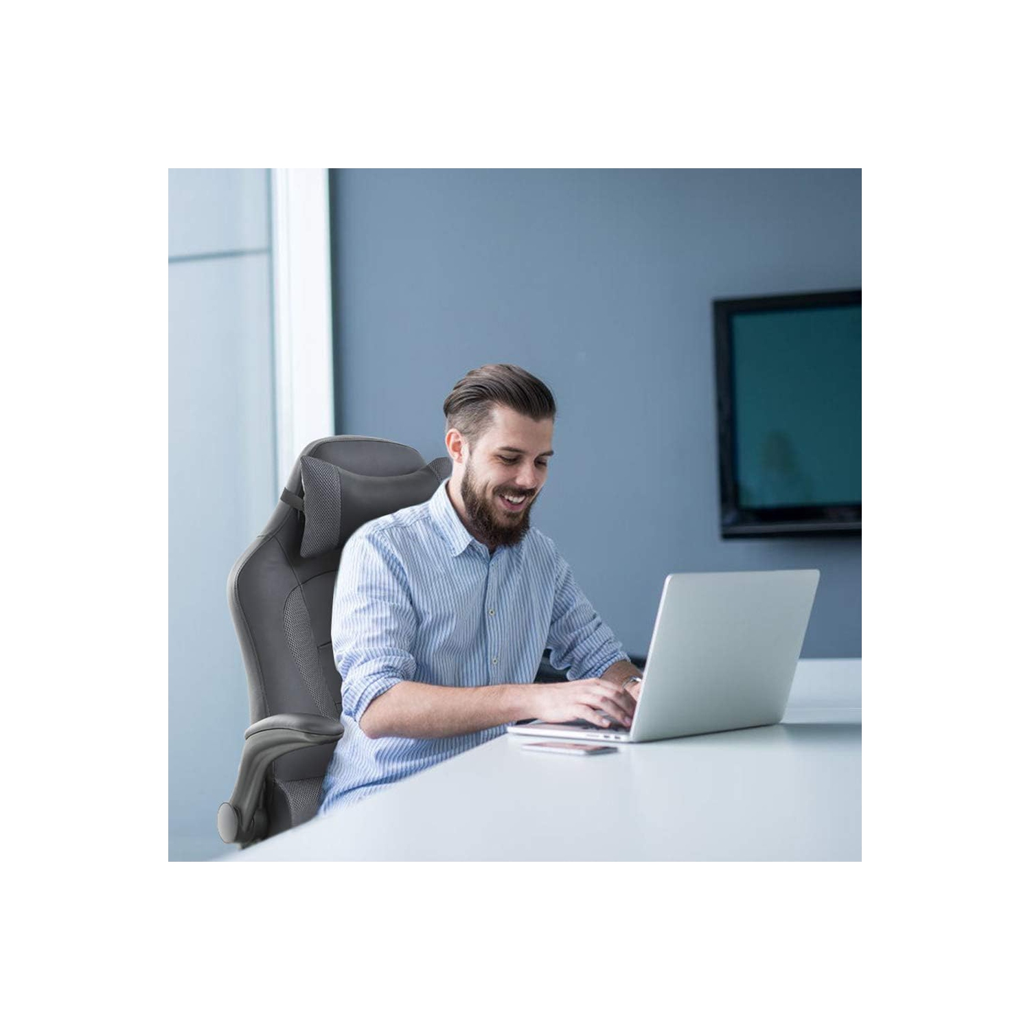 BestOffice PC Gaming Chair Ergonomic Office Chair Desk Chair with Lumbar Support Flip Up Arms Headrest PU Leather Executive High Back Computer Chair