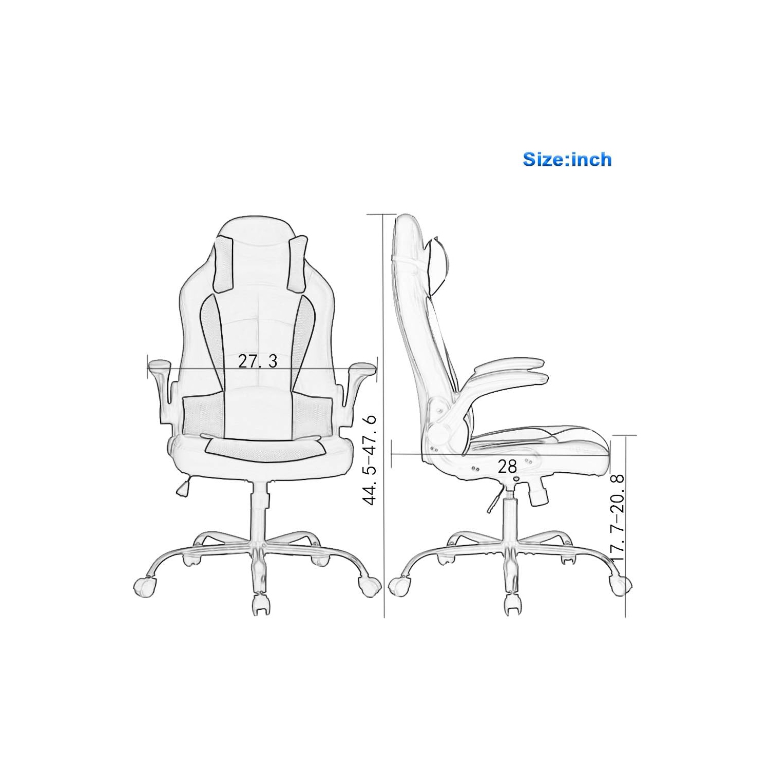 BestOffice PC Gaming Chair Ergonomic Office Chair Desk Chair with Lumbar Support Flip Up Arms Headrest PU Leather Executive High Back Computer Chair