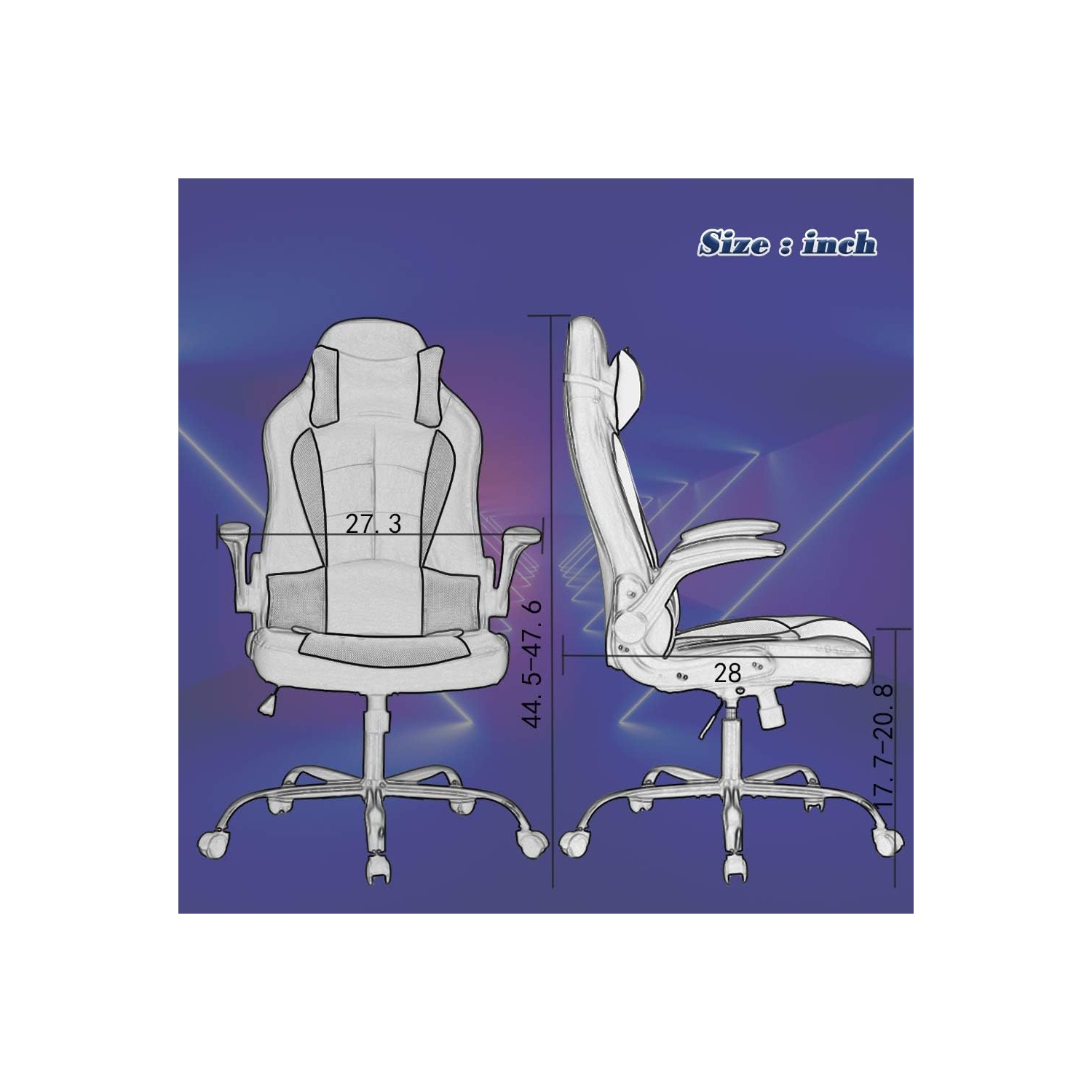 BestOffice PC Gaming Chair Ergonomic Office Chair Desk Chair with Lumbar Support Flip Up Arms Headrest PU Leather Executive High Back Computer Chair