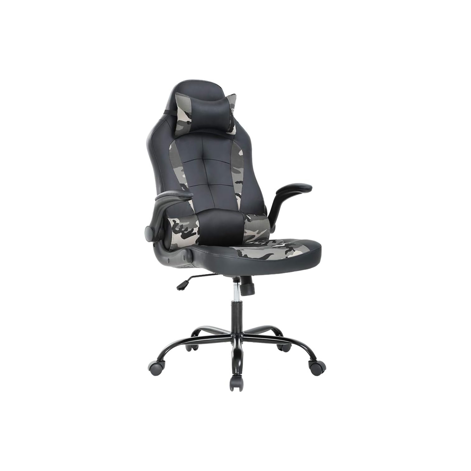 Fauteuil de jeu ergonomique de bureau fauteuil de course en cuir pu fauteuil de direction à roulettes ordinateur avec soutien lombaire accoudoirs