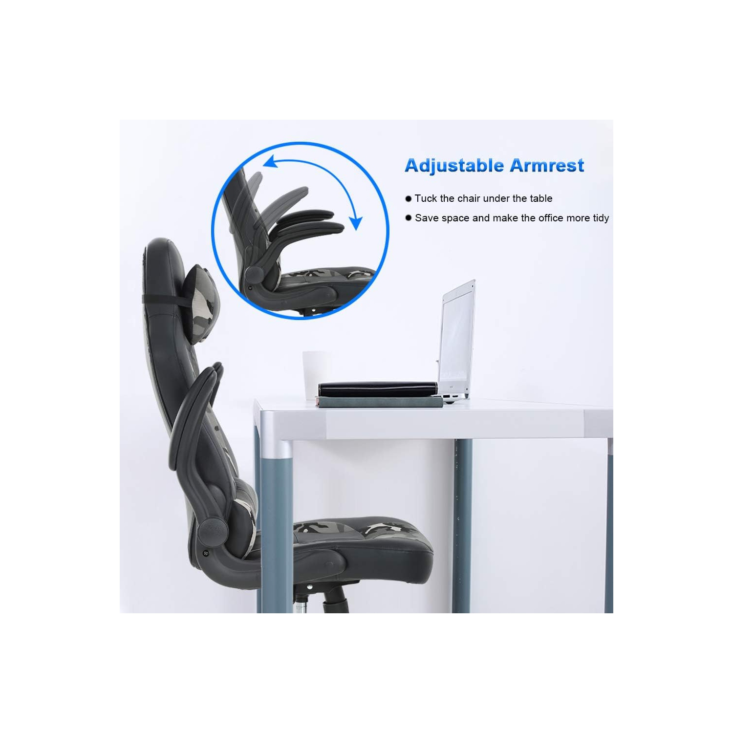 Fauteuil de jeu ergonomique de bureau fauteuil de course en cuir pu fauteuil de direction à roulettes ordinateur avec soutien lombaire accoudoirs