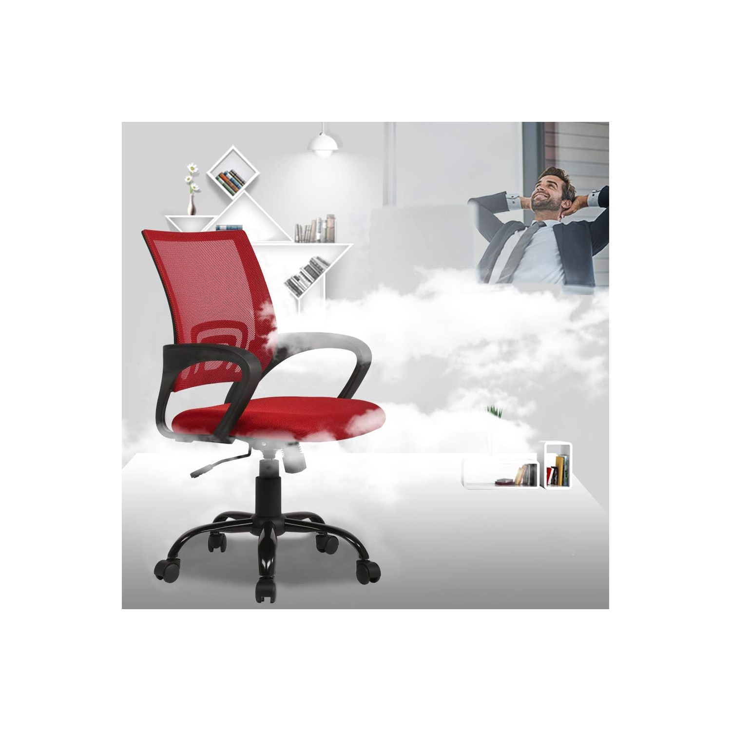 BestOffice Office Chair Ergonomic Desk Chair Mesh Computer Chair Lumbar Support Modern Executive Adjustable Stool Rolling Swivel Chair for Back
