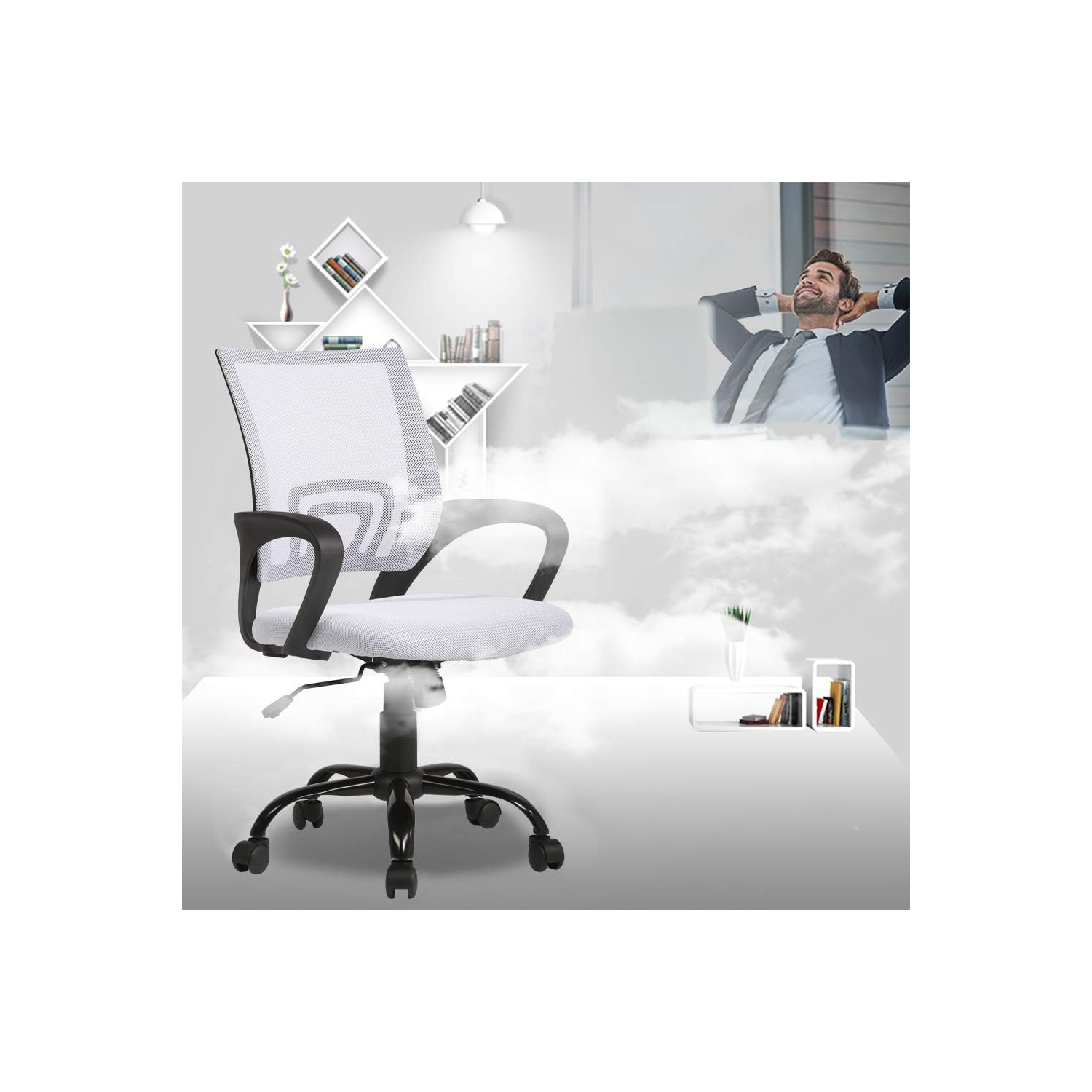 BestOffice Office Chair Ergonomic Desk Chair Mesh Computer Chair Lumbar Support Modern Executive Adjustable Stool Rolling Swivel Chair for Back