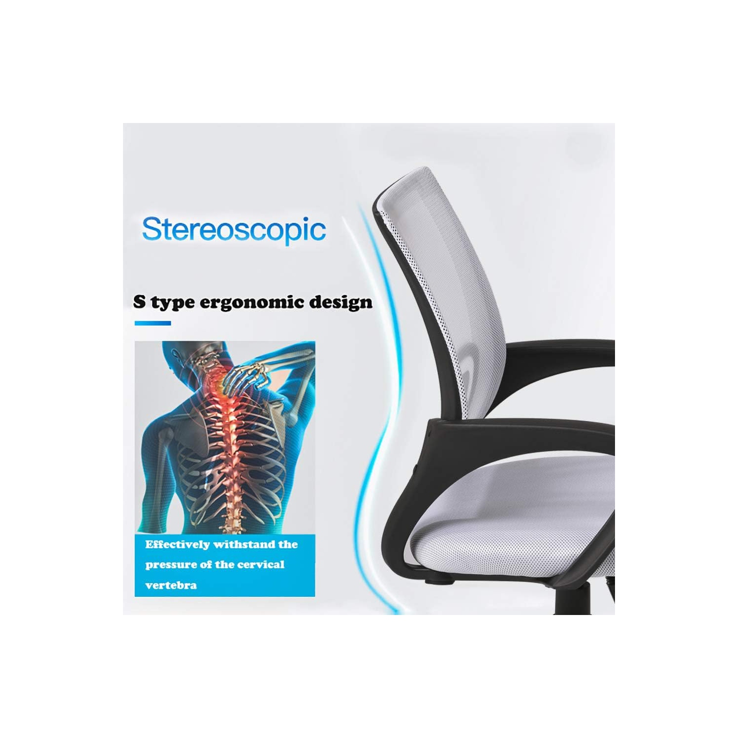 BestOffice Office Chair Ergonomic Desk Chair Mesh Computer Chair Lumbar Support Modern Executive Adjustable Stool Rolling Swivel Chair for Back