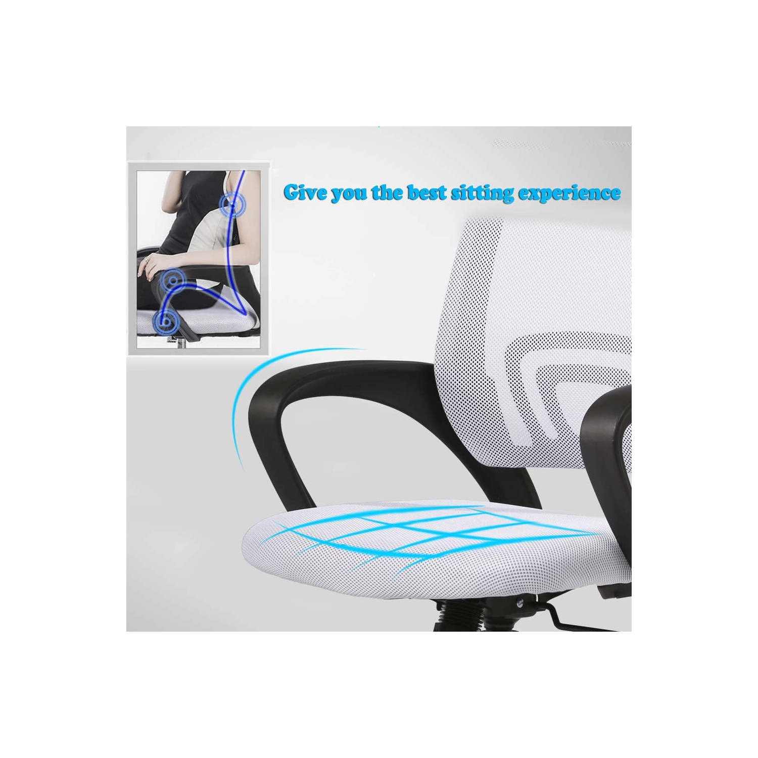 BestOffice Office Chair Ergonomic Desk Chair Mesh Computer Chair Lumbar Support Modern Executive Adjustable Stool Rolling Swivel Chair for Back