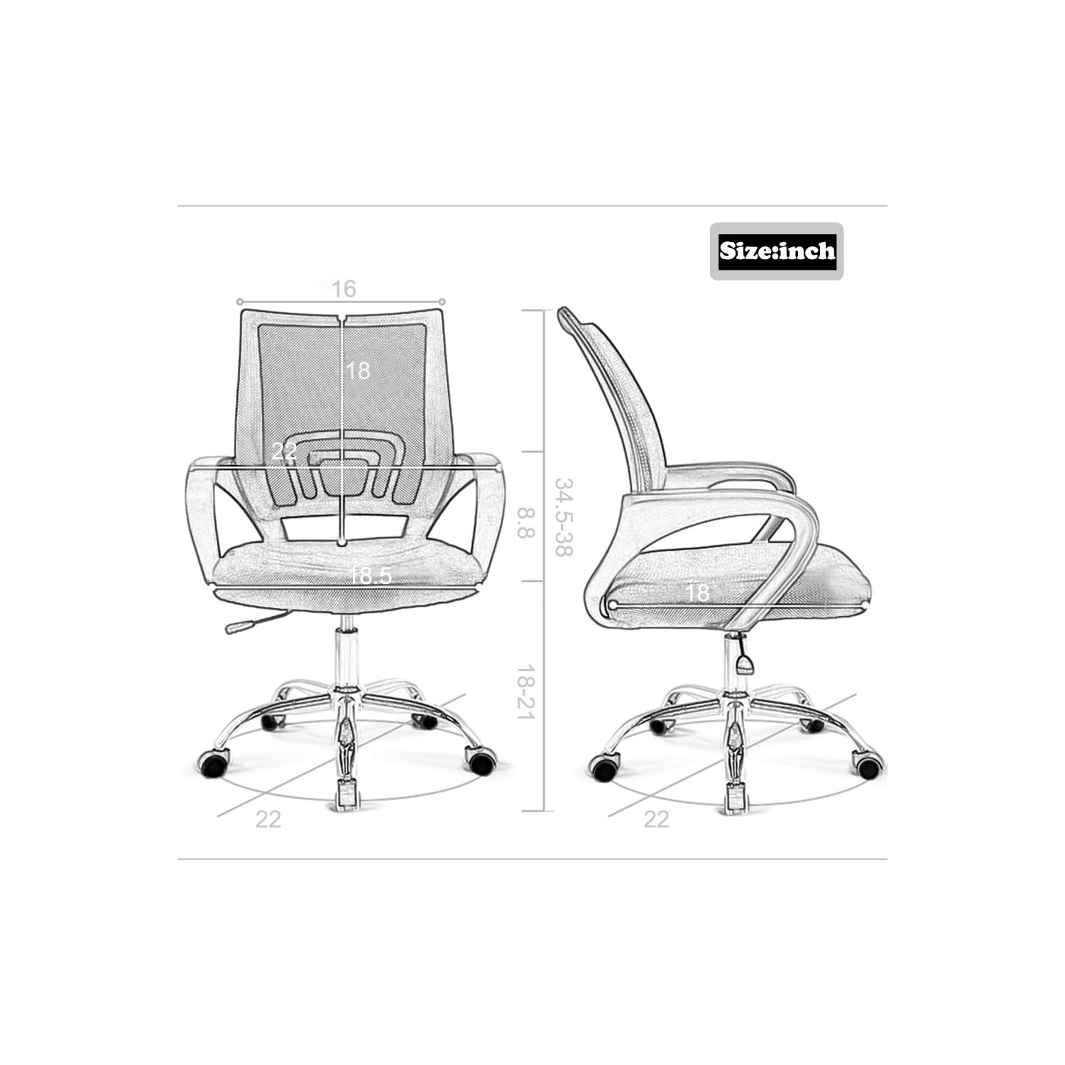 BestOffice Office Chair Ergonomic Desk Chair Mesh Computer Chair Lumbar Support Modern Executive Adjustable Stool Rolling Swivel Chair for Back